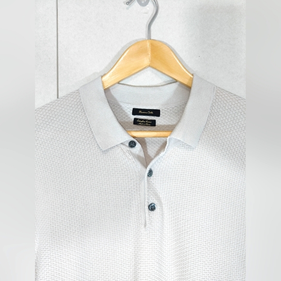 Massimo Dutti Grey Waffle Knit Polo Shirt Size XL Extra Fine Cotton - Picture 5 of 10
